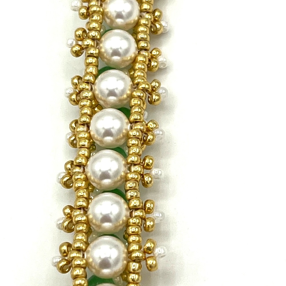 HAND CRAFTED Swarovski Pearl and Jade Party Bracelet - Picture 7 of 10